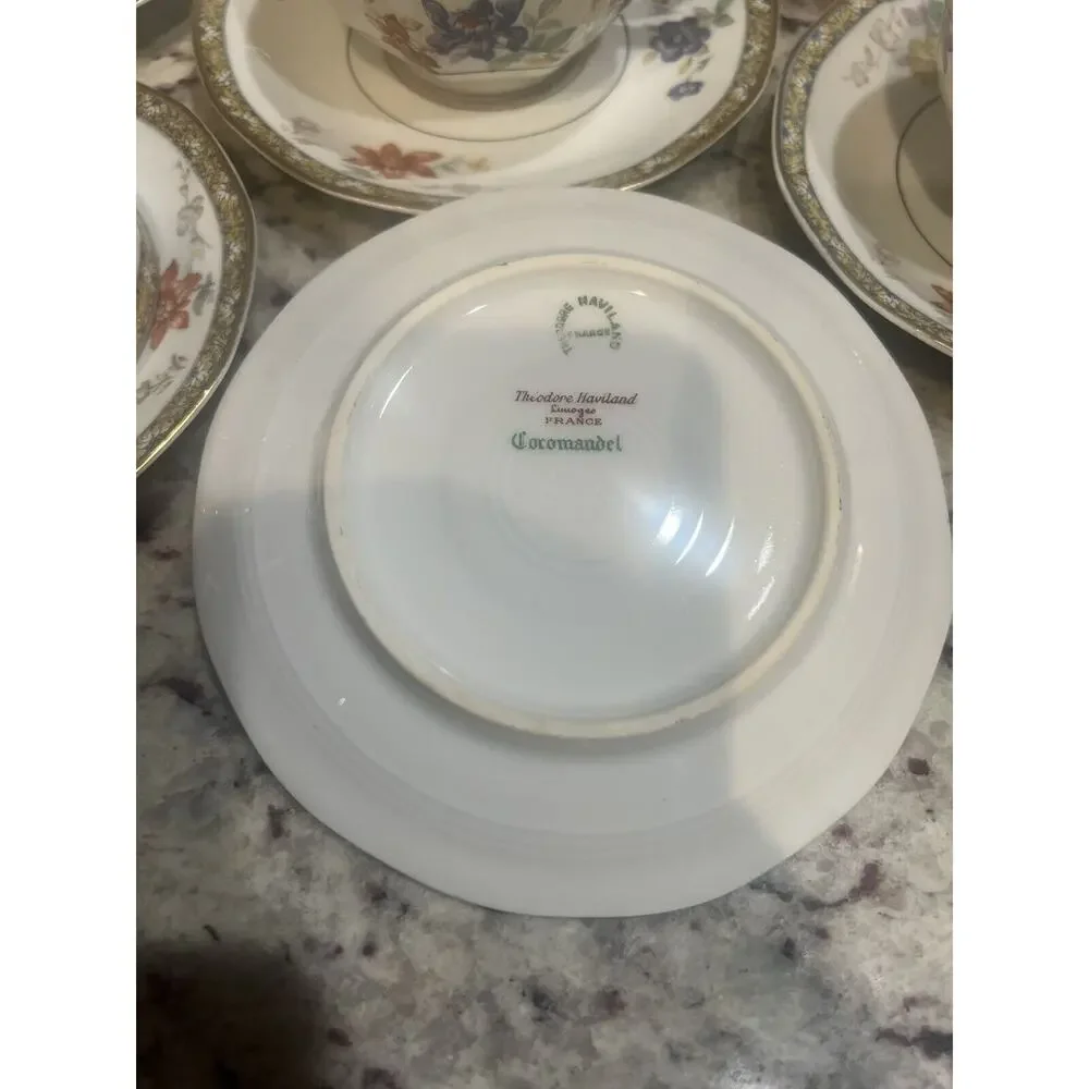 Haviland‎ Limoges Coromandel Cup & Saucer Coffee Tea Floral Basket Gold Trim